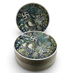 Vintage Portmeirion Magic Garden Susan Williams-Ellis 10 1/4' Dinner Plates ~ Set Of 12 ~