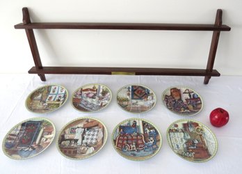 Hanna Hollister Ingmire For Knowles Taylor Knowles Set Of Eight Collector Plates With Wall Rack