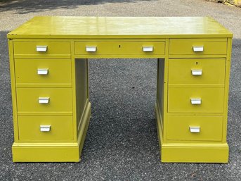 A Vintage Painted Wood Kneehole Desk