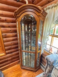 ILLUMINATED OAK DISPLAY CABINET