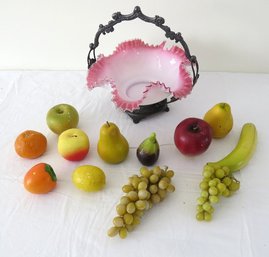 A Victorian Era Brides Basket With Artificial Fruit