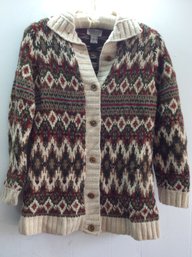 Talbots Collection Size S Cream Trimmed Button Up Sweater #17