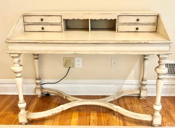 White Painted Desk With Distressed Finish