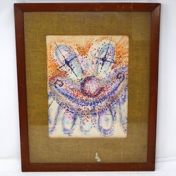 Wood Framed Pointillist Style Clown By J. Oeschger