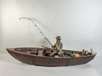 FOLK ART FISHING BOAT SCULPTURE