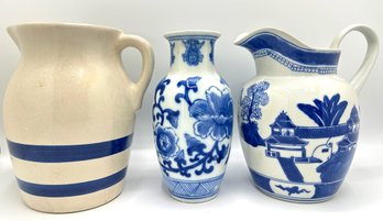 Two's Company 'The Canton Collection'  Chinoiserie Jug,  Chinoiserie Bud Vase & Stoneware Pitcher
