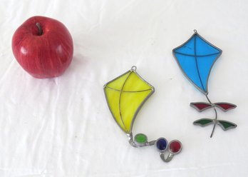 Two Stained Glass Flying Kite Sun Catchers