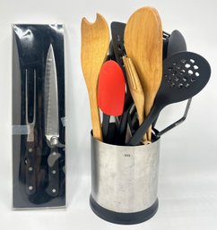 New In Box Wusthof German Carving Knife Set & Oxo Rotating Caddy With Cooking Utensils