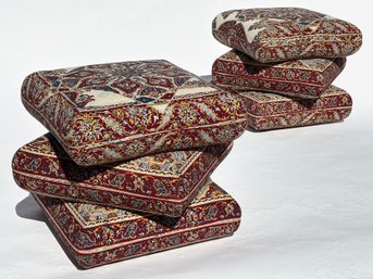 A Pair Of Stacked Pillow Ottomans, Custom Made By Minton-Spidell