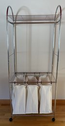 Metal Rolling Clothing Rack And Laundry Organizer