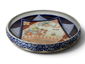 Antique Japanese Imari Porcelain Charger / Low Bowl – Birds & Flowers – 13'D