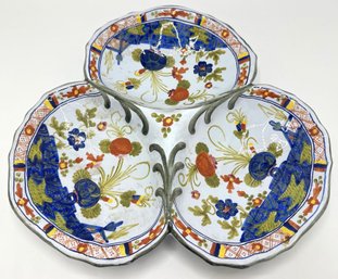 Antique Faenza Garofano Italian Blue Carnation Three-section Serving Dish, Signed & Numbered In Quilted Bag