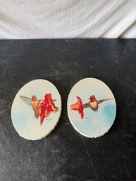 Pair Of Small Oval Hummingbird Paintings By RA Lawler