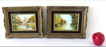 Two Mid-century Paintings Of River View Landscapes