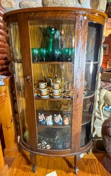BOW FRONT OAK CHINA CABINET