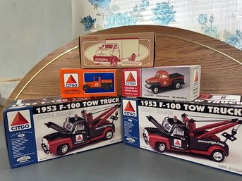 2 1953 F100 Tow Truck Coin Banks Citgo 1:24 Scale Plus...