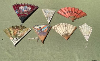 Lot Of 7 Antique Folding Hand Fans