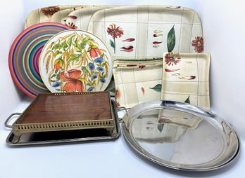 Over 15 Trays & Chargers Including 2 Silver By William Sonoma