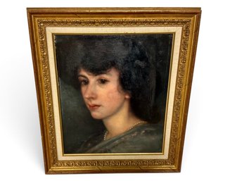 Vintage Portrait Of A Young Woman With Pearls ~ Signed W/Initials G. M. D. ~
