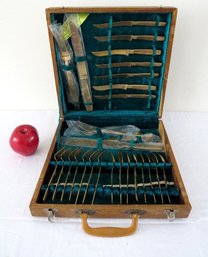 Vintage Thailand Brass Service For 8 Cutlery In The Box 1960's-70's
