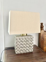 Grey Ceramic Basketwearve Pattern Table Lamp