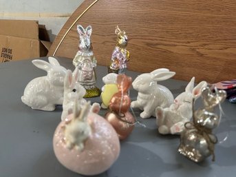 Foil Bunnies, Ceramic Bunnies, & Glass Bunnies 10 Pcs.
