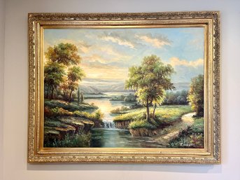 A Large Original Oil Painting On Canvas - Landscape - Signed R Howerton - 57 X 45