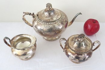 Portsmouth Silverplate 3pc Tea Set Mid-century Era