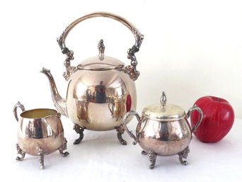 3pc Sheridan Silverplate Mid-century Tea Set - Teapot, Cream & Sugar