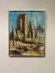 Vintage  Oil  On Canvas C Francisco   City Scape  NEW YORK?