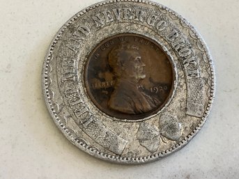 1920 Wheat Penny In American National Bank Setting #53