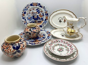 Assorted Vintage China: Spode Felspar, Masons Firestone, Hammersley Rose, Japanese Imari & More (9 Pieces)