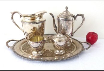 Silverplate Coffee Service With Water / Lemonade Pitcher