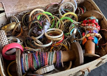 Large Lot Of Vintage Bangles / Bracelets / Costume Jewelry