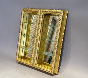 Creazioni Artistiche Gold Colored Curio Cabinet With Glass Shelves And Mirrored Back