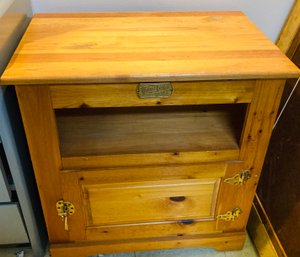 White Clad Ice Box Style Wooden Cabinet