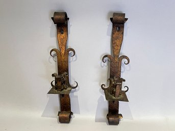 Pair Of Spanish Iron Candle Sconces