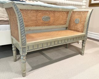 Continuous Arm Caned And Paint Settee