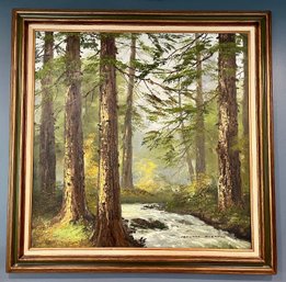 A Secundo Huertas (1923 -2010) - Oil On Canvas - North Western Forest Landscape - Signed - 43 X 43