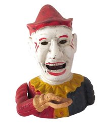 Vintage Cast Iron Evil Circus Clown Mechanical Bank