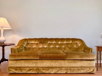 Vintage Hallagan Mfg Company Tufted Gold Velvet Sofa