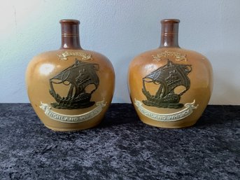 Pair Of Highland Whisky Pottery Decanters