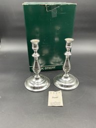 Kirk Stieff Pewter Candlesticks In Original Box