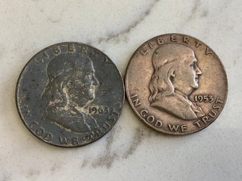 1953 & 1963 Franklin Half Dollar Coin Lot #131