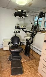 Vintage SS White Dental Manufacturing Company Dental Chair With Porcelain Cuspidor