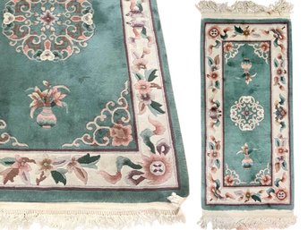 Two Asian Inspired Area Rugs Marked Tientsin
