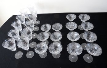 Table Group Of Morgantown Milan Elegant Glass Depression Era Stemware