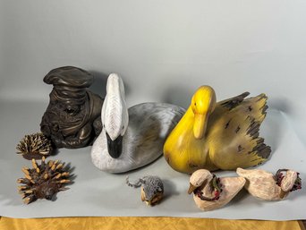 CARVED GOOSE, DUCK, AND OTHER SMALL CARVINGS