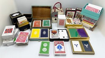 Over 30 Sets Of Bridge, Canasta & Playing Cards, Many Vintage & Revolving Card Holders