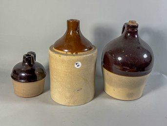 3 VINTAGE STONEWARE JUGS